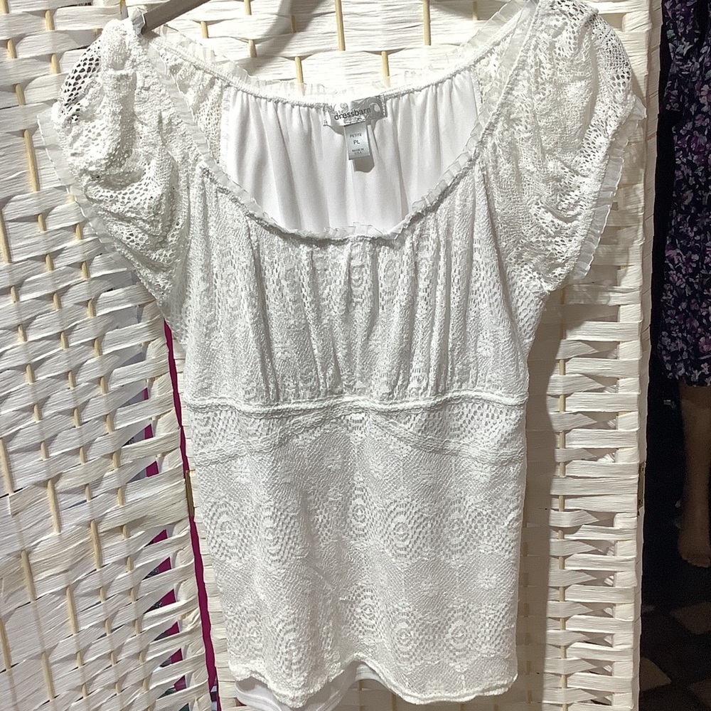Dress Barn White Crochet Scoop Neck Tunic
